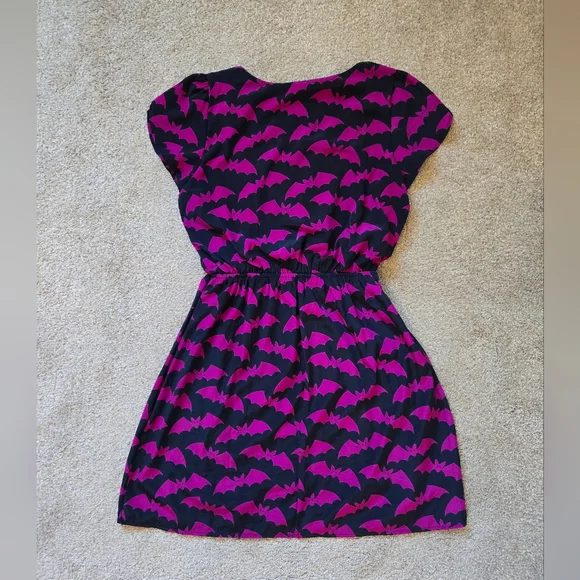 ModCloth/Peach Love California Oh My Gosh Purple Bats A-Line Dress Size M - Picture 5 of 10